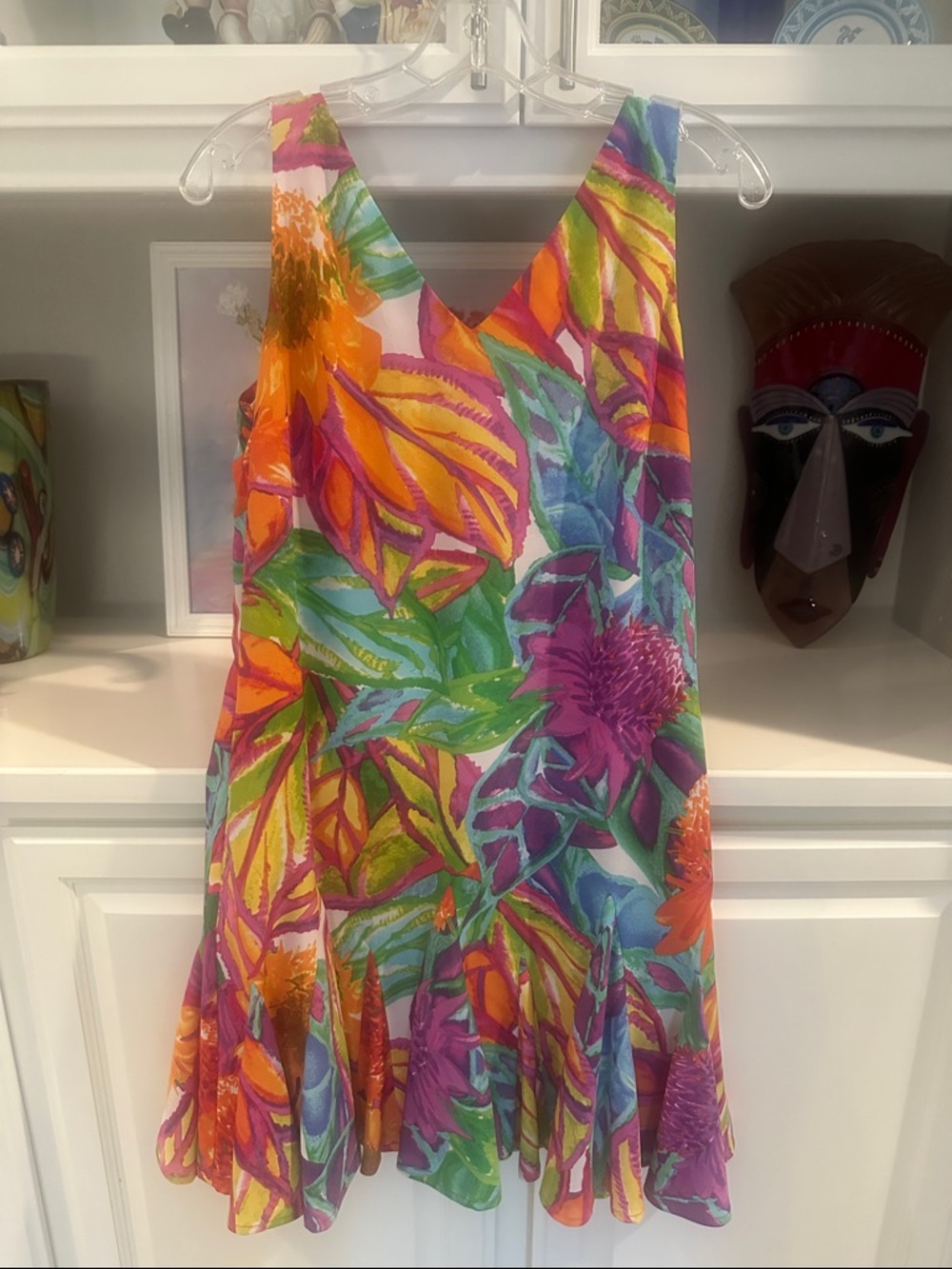 Lauren Ralph Lauren multicolor floral print sleeveless dress w/ V-neck